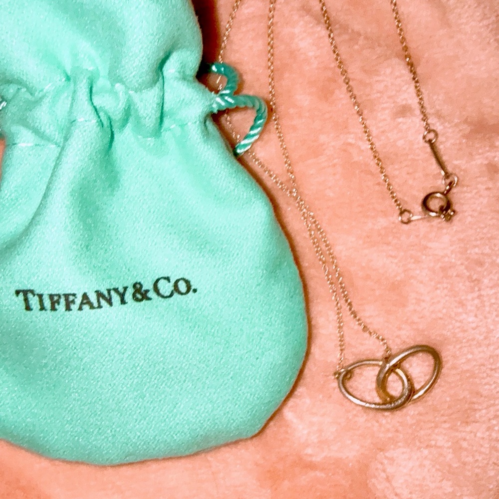 Tiffany & Co. Elsa Peretti 925 Silver Double Loop Necklace with pouch
